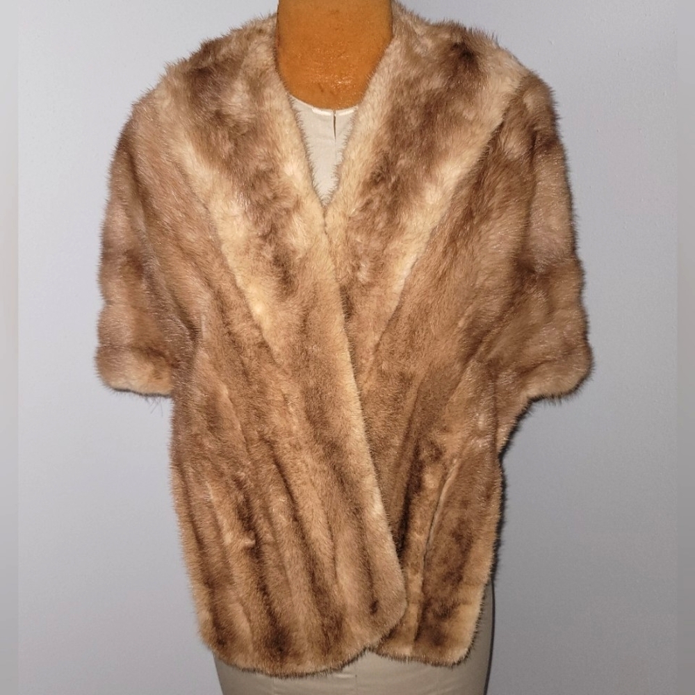 Vintage mink light brown cape